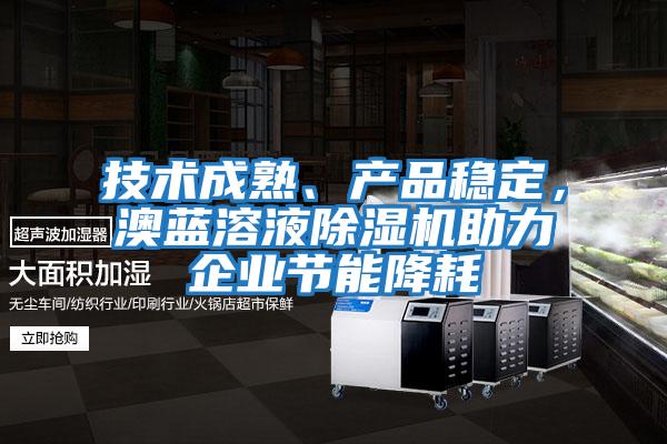 技術(shù)成熟、產(chǎn)品穩(wěn)定,澳藍(lán)溶液除濕機(jī)助力企業(yè)節(jié)能降耗